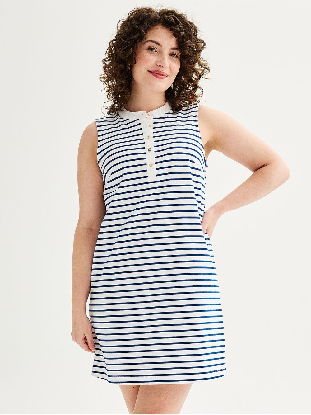 Draper James Striped Sleeveless Navy dress